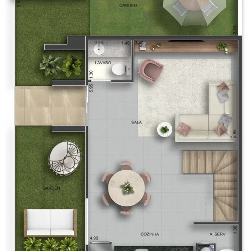 3QUARTOS.GARDEN LATERAL.PAV INF